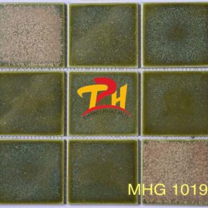 Gạch Mosaic Gốm Men Rạn 10x10 Màu Xanh Rêu